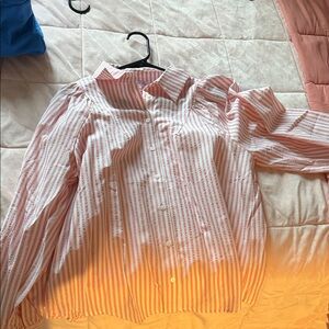Pink Lily Pink and White Striped Button Down Shirt